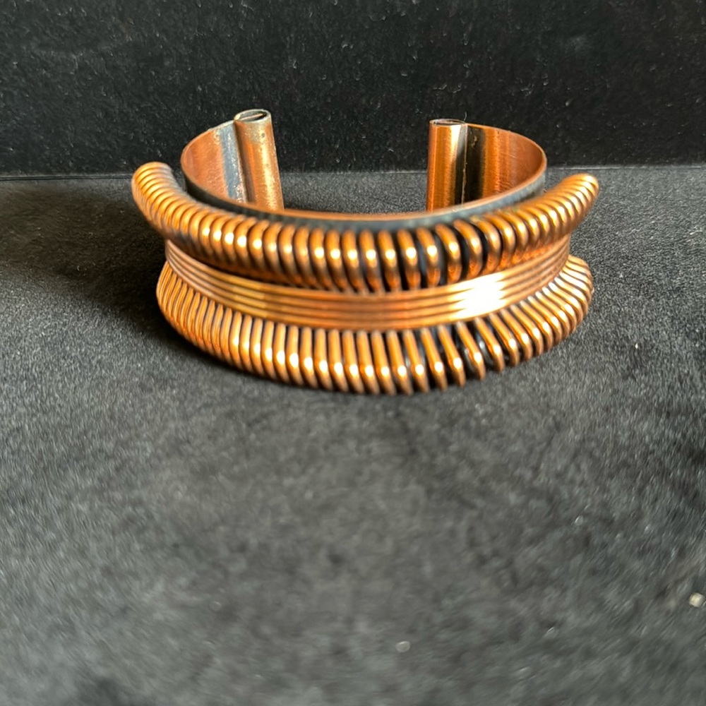 Vintage MCM Mod Brutalist Copper Cuff Bracelet.